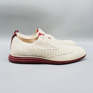 Cole Haan Shoes Mens 8.5 White Knit OriginalGrand Wingtip Oxford Dress Casual